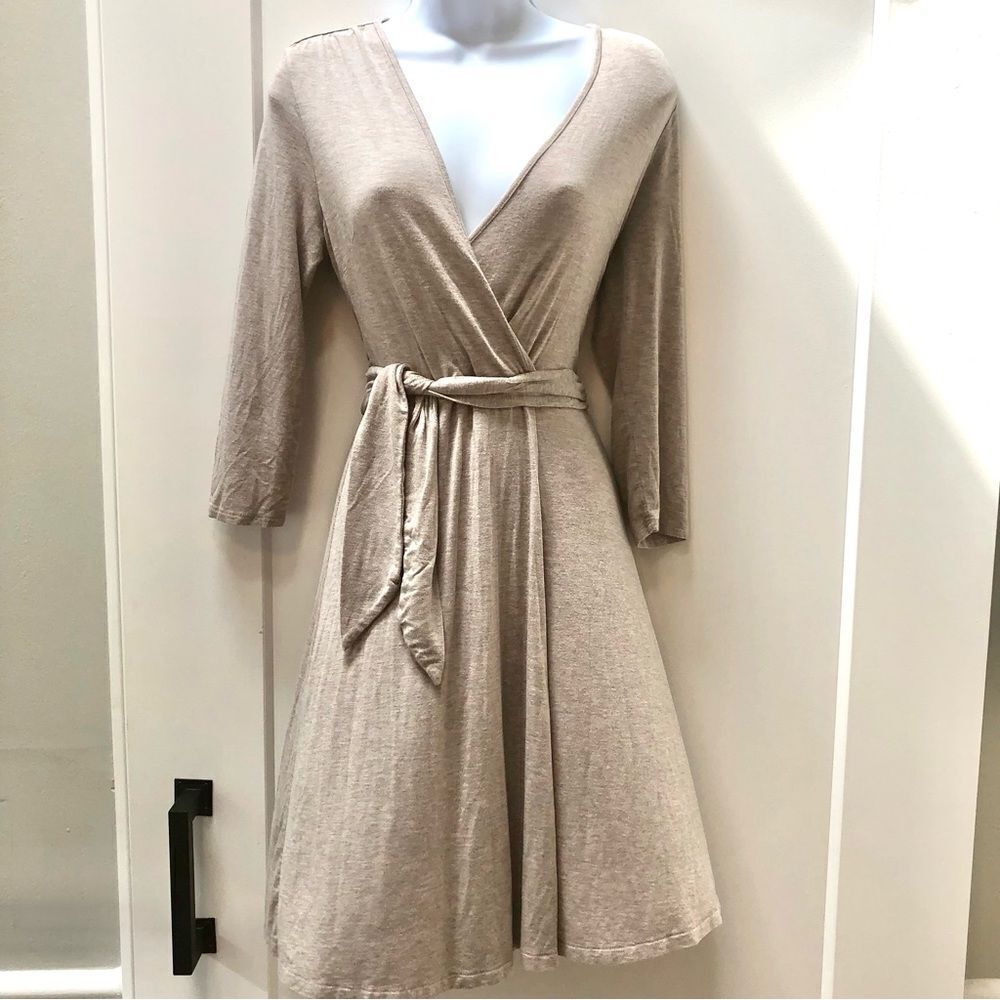 Cynthia Rowley nude tan soft knit wrap tie dress woman’s size S
